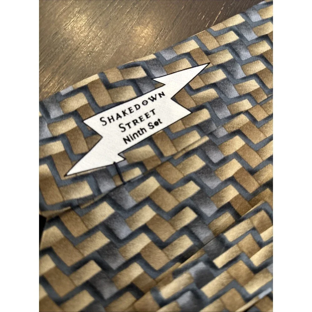 Grateful Dead Men's Neck Tie Brown Gray Geometric Shakedown Street Ninth Set 4”